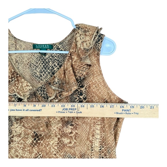 Lauren Ralph Lauren Women’s L Large Snake Print Ruffle Neck Tank Top Sexy Mob - Picture 7 of 9